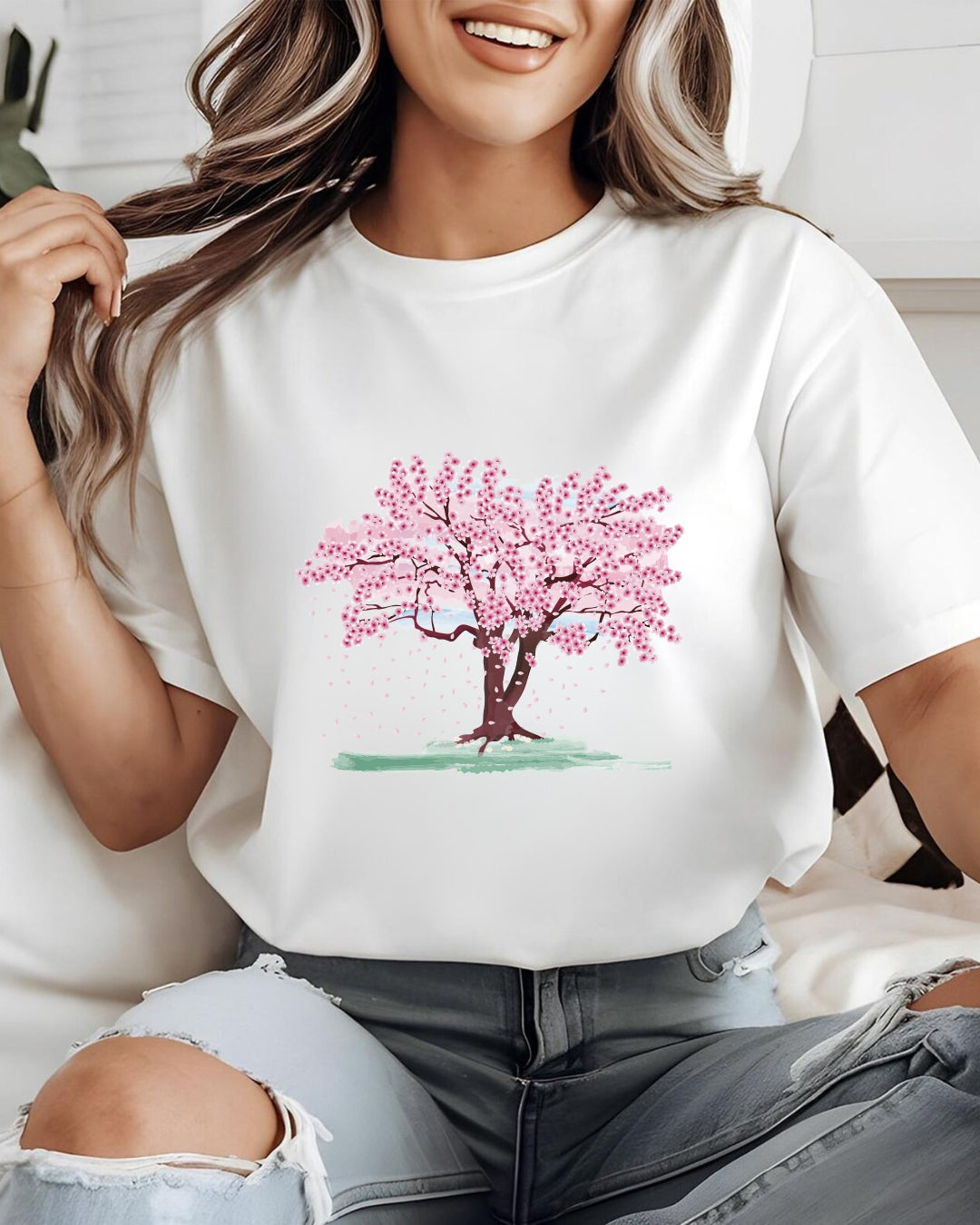Tricou pom floricele bumbac 100%