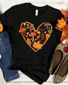 Tricou Oversized Autumn Mushroom Fall Leaf Heart