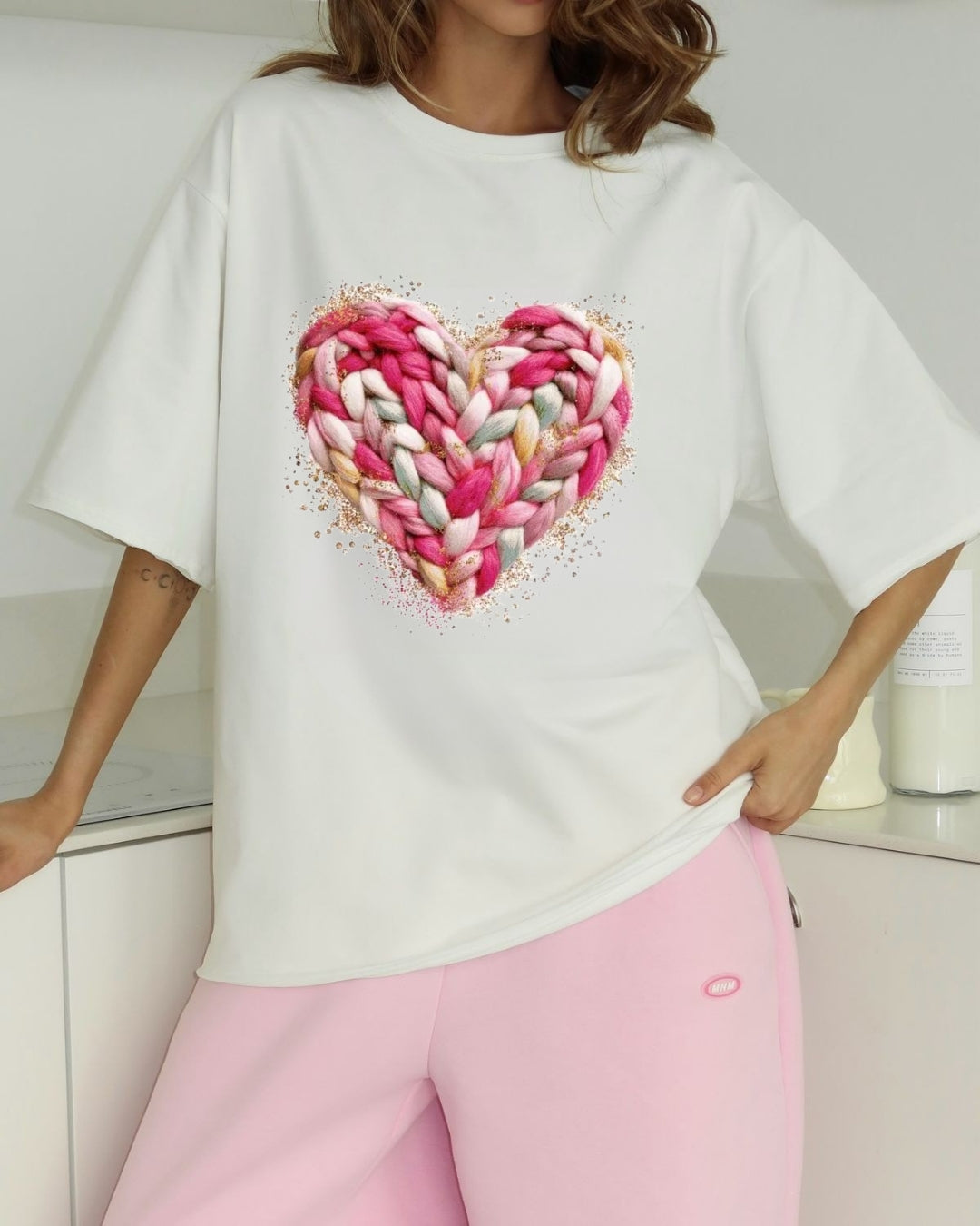 Tricou inima roz 12 bumbac 100%
