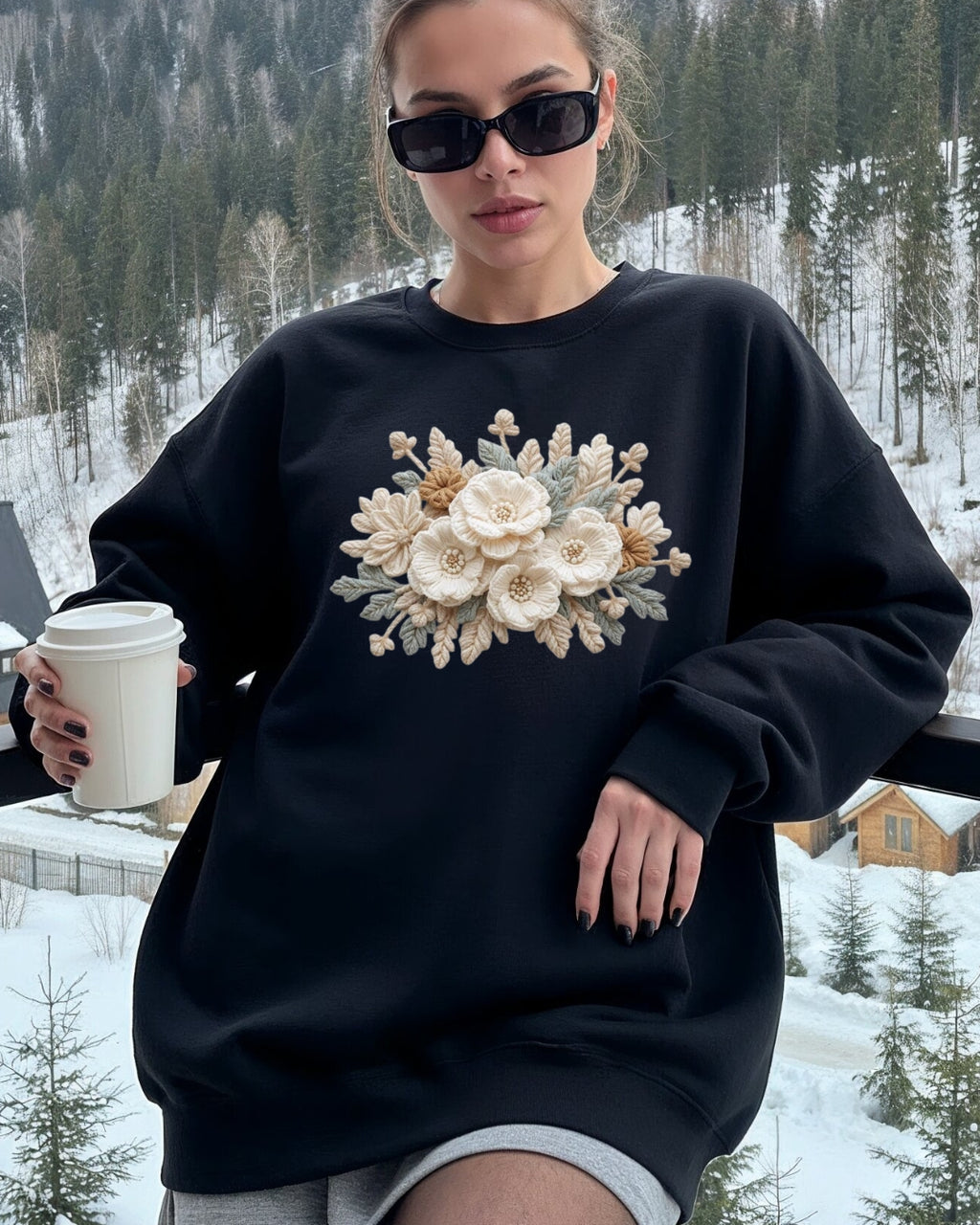 Bluza Cu Print Flori Albe