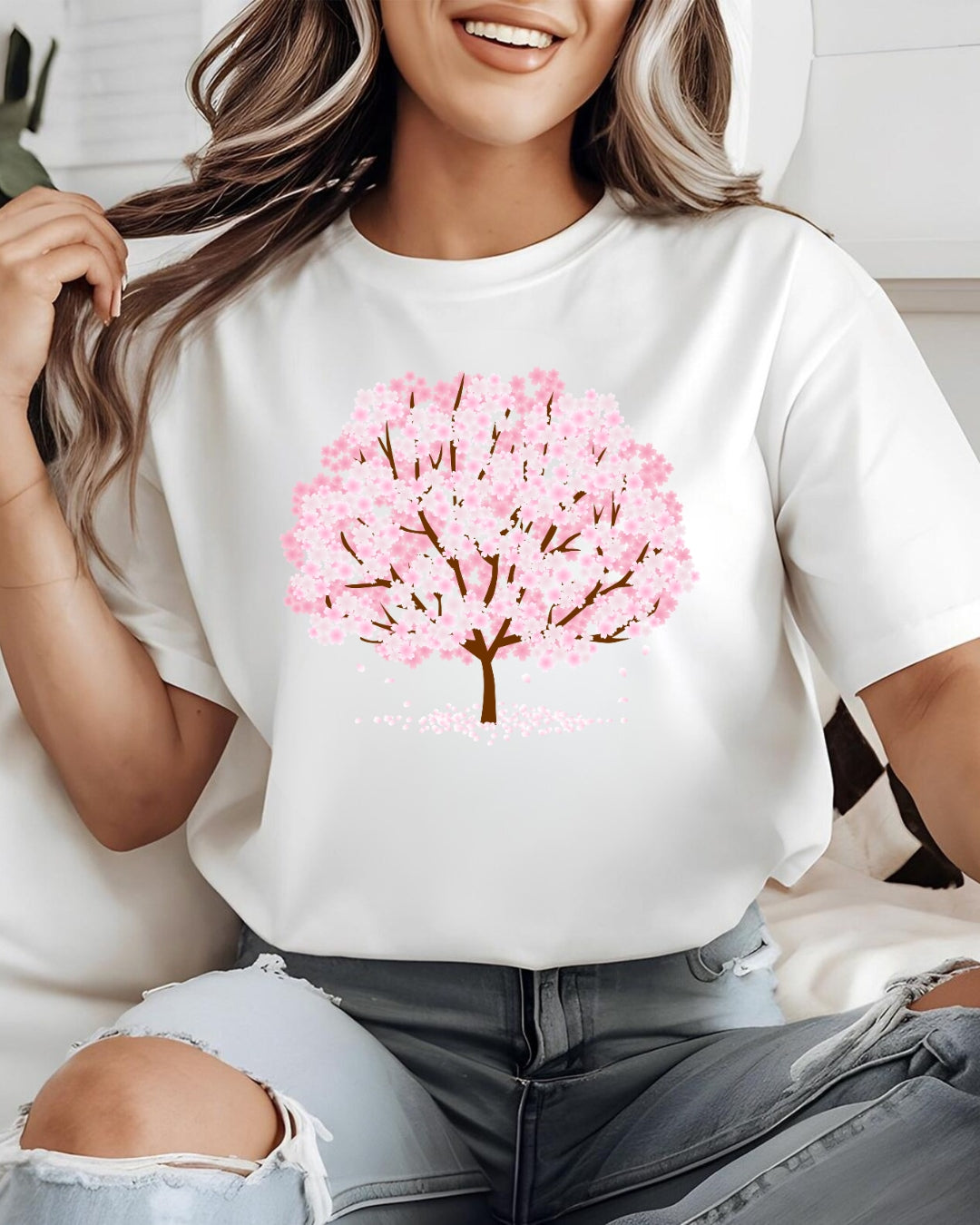 Tricou pom floricele 2 bumbac 100%