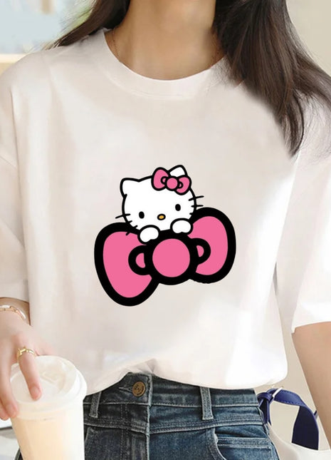 Tricou Oversized Hello Kitty Bow Pink