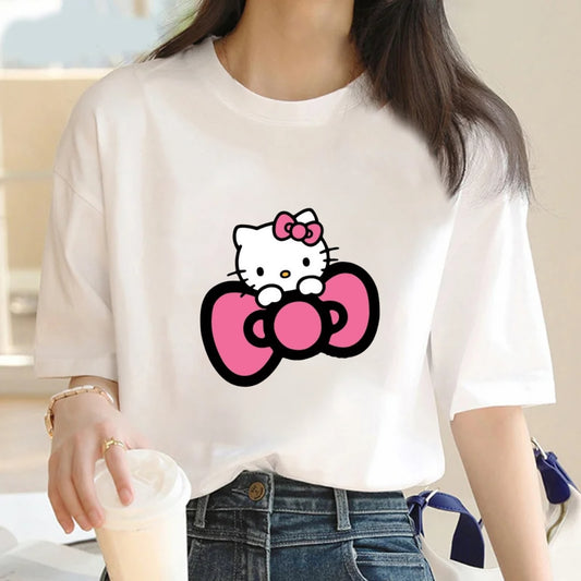 Tricou Oversized Hello Kitty Bow Pink