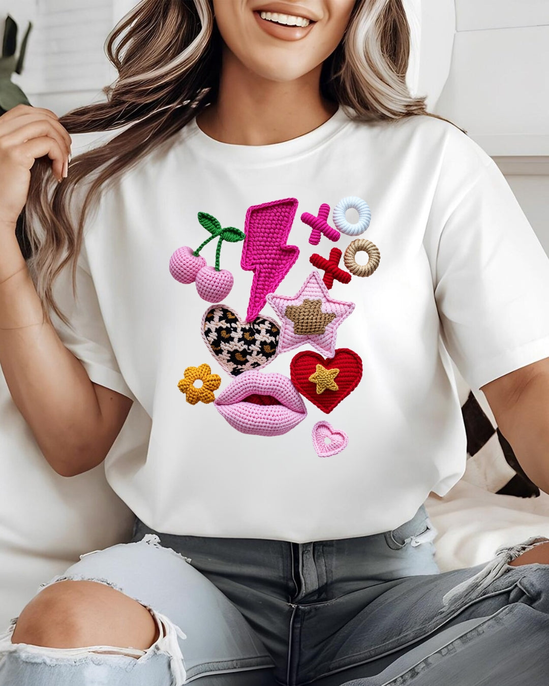 Tricou xoxo buze roz 15 bumbac 100%