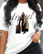 Tricou Oversized Travel Girl Brown Model