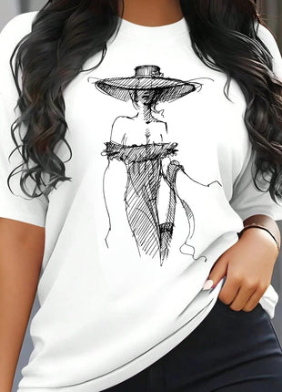 Tricou Oversized Simple Woman Drawing