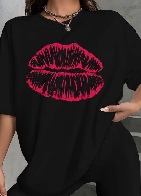 Tricou Oversized Lips Roz