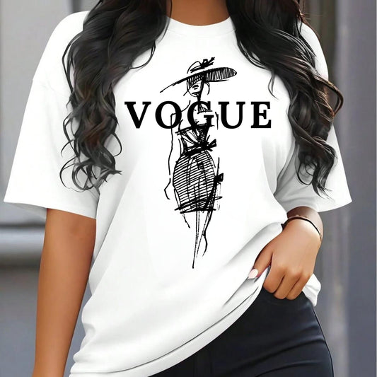 Tricou Oversized Simple Woman Drawing VOGUE