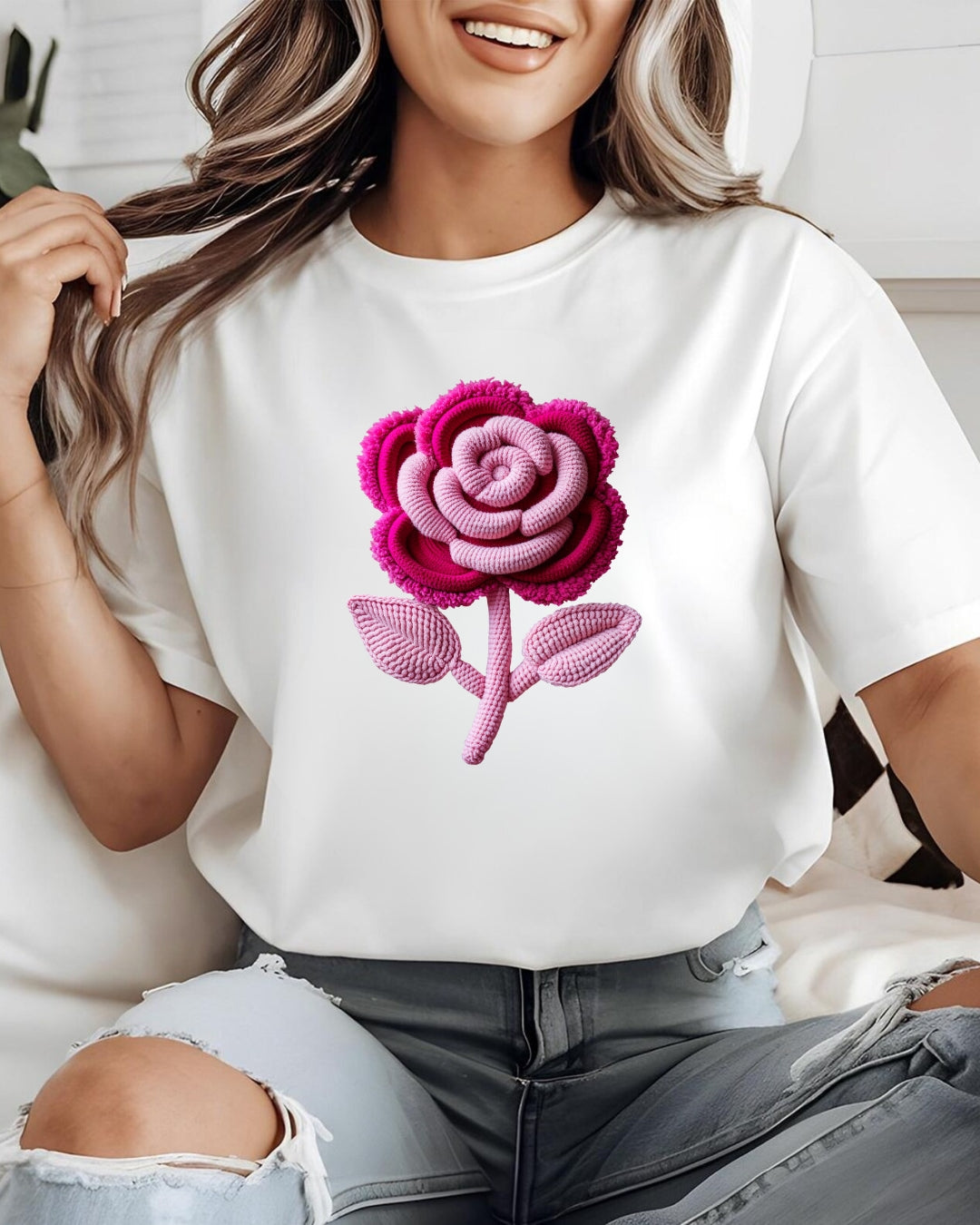 Tricou trandafir roz 19 bumbac 100%