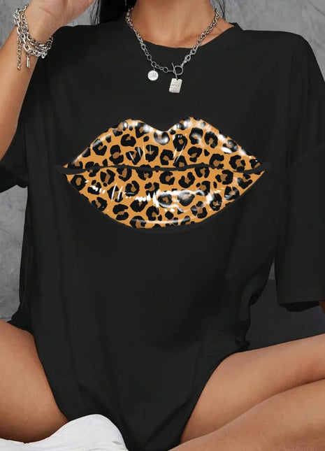 Tricou oversized Lepard Lips