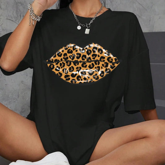 Tricou oversized Lepard Lips