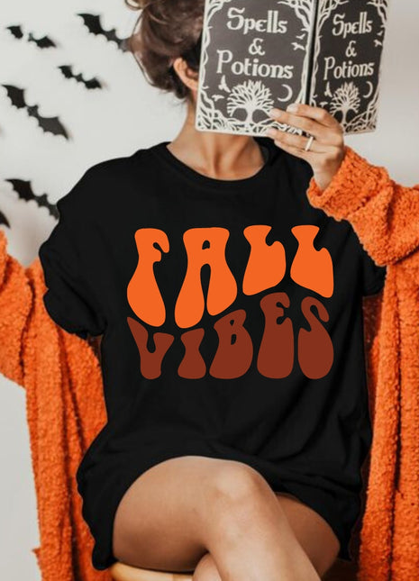 Tricou Oversized Fall Vibes Orange Halloween