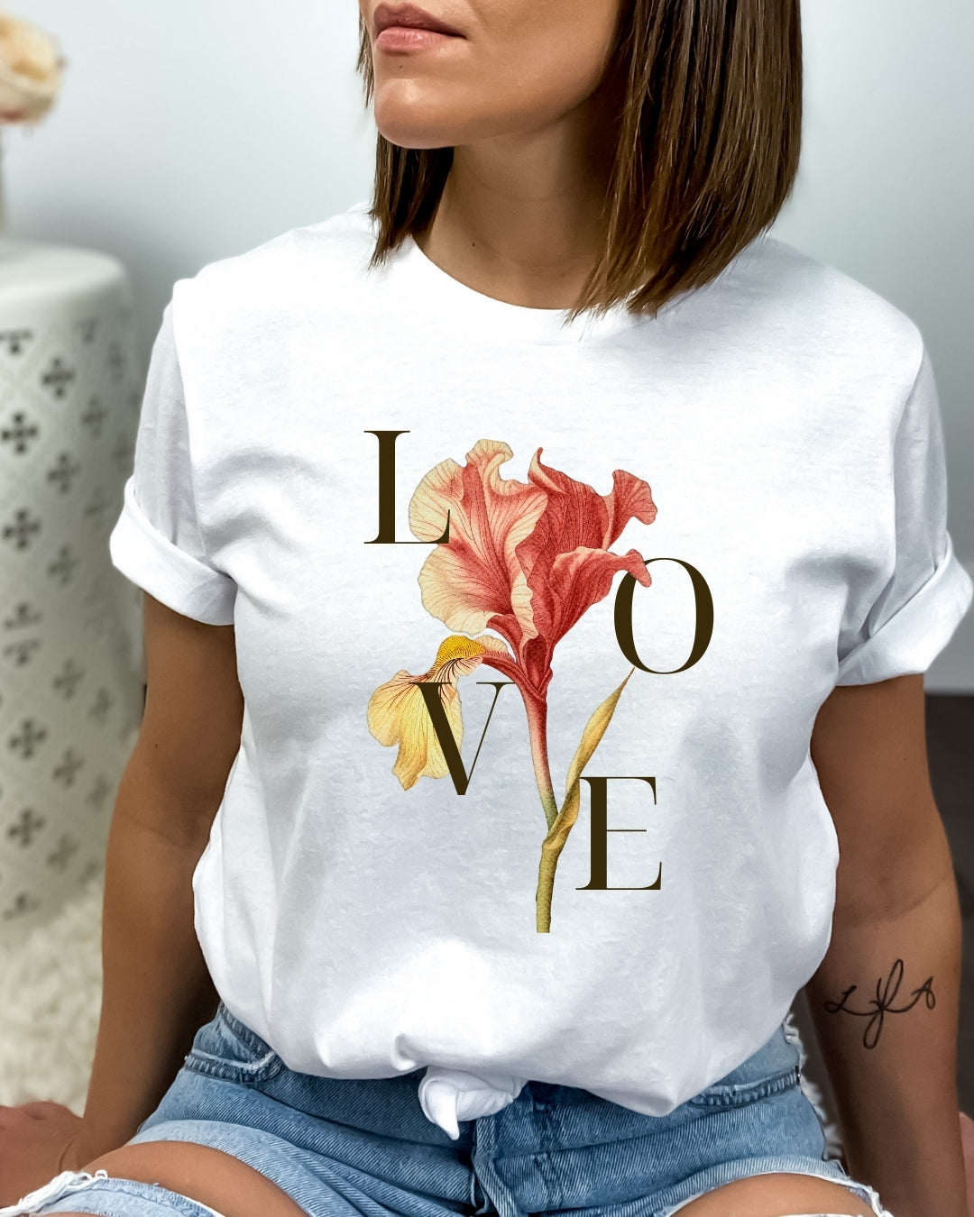 Tricou bumbac 100% love floare 20