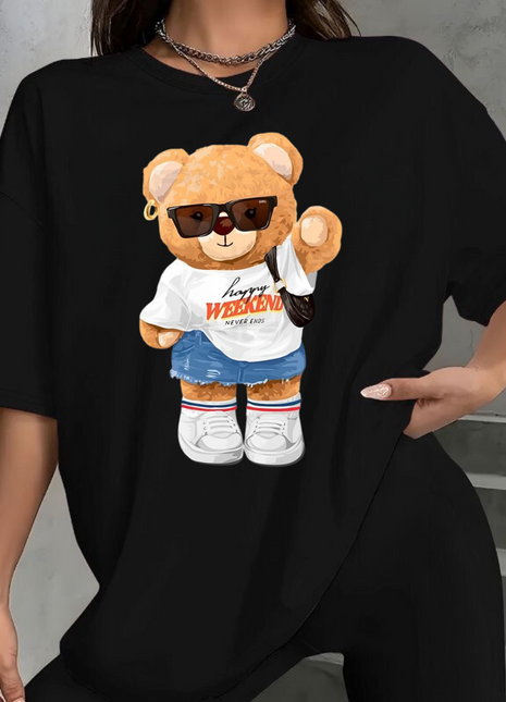 Tricou Oversized Wknd Bear