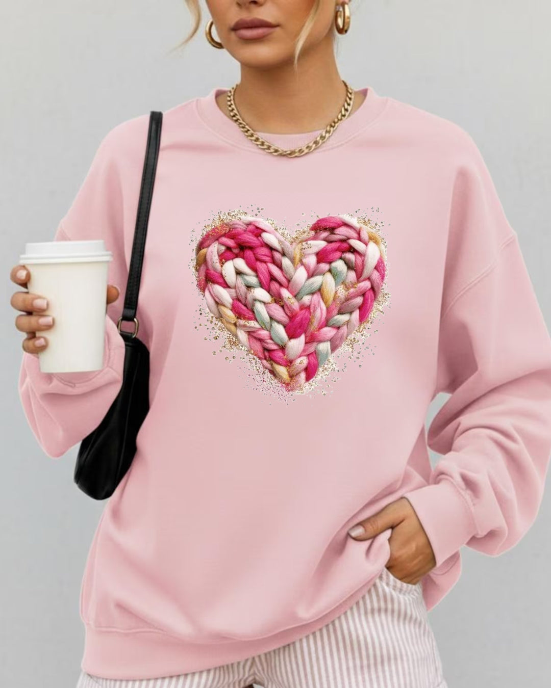 Bluza Cu Print Inima Roz