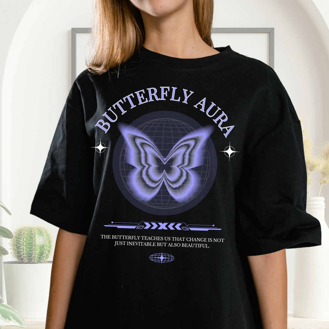 Tricou Oversized Butterfly Aura
