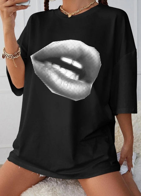 Tricou oversized Retro lips