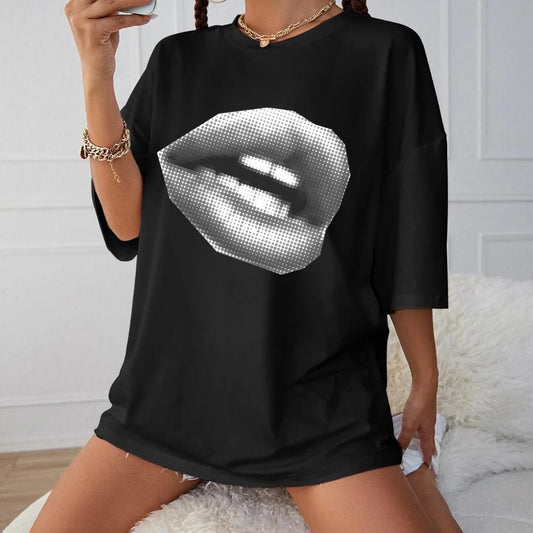 Tricou oversized Retro lips