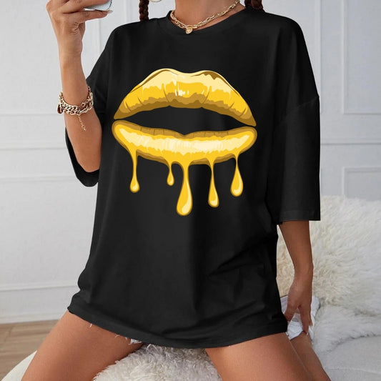 Tricou oversized Yellow Lips