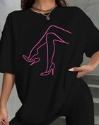 Tricou Oversized pink legs