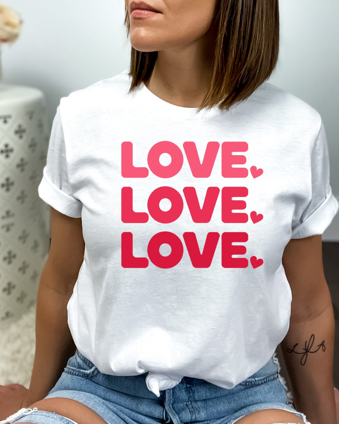 Tricou bumbac 100% love roz 25