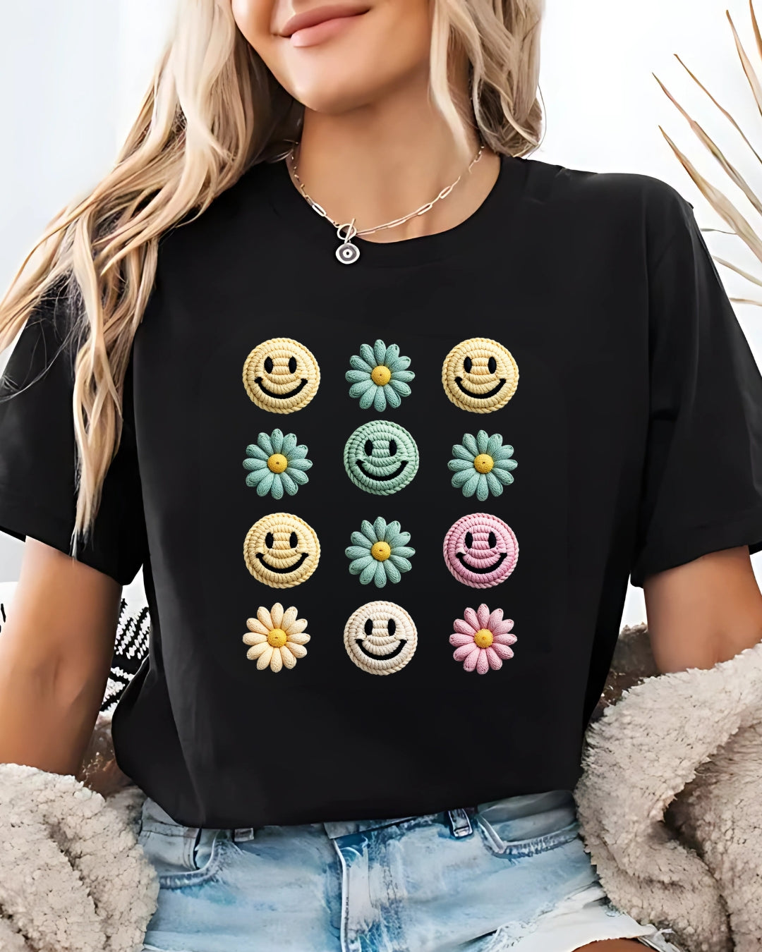 Tricou zambet floricele 2 bumbac 100%