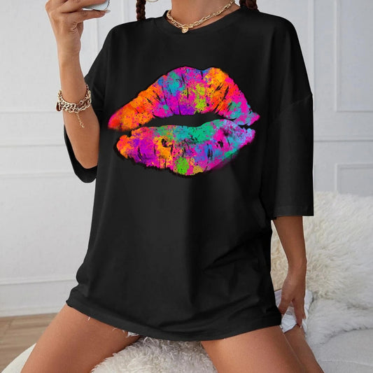 Tricou oversized Color lips