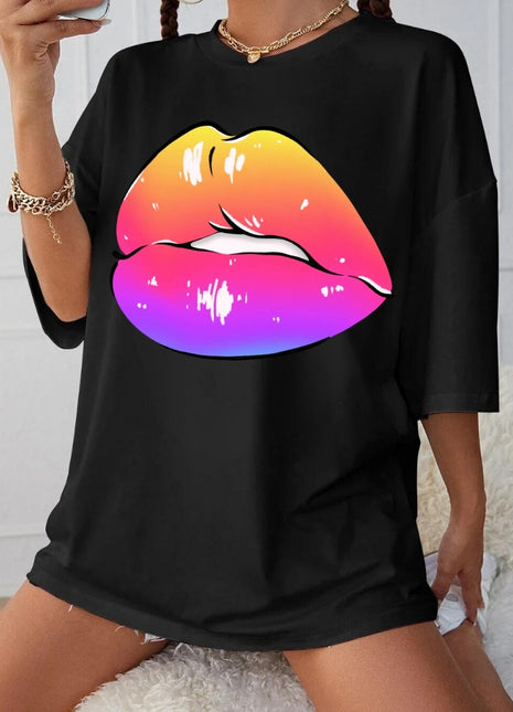 Tricou oversized Summer lips