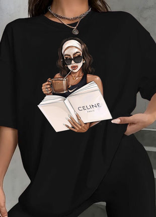 Tricou Oversized Celine Paris Book Girl