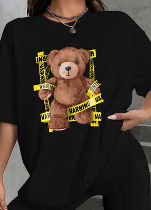 Tricou Oversized Warning Bear