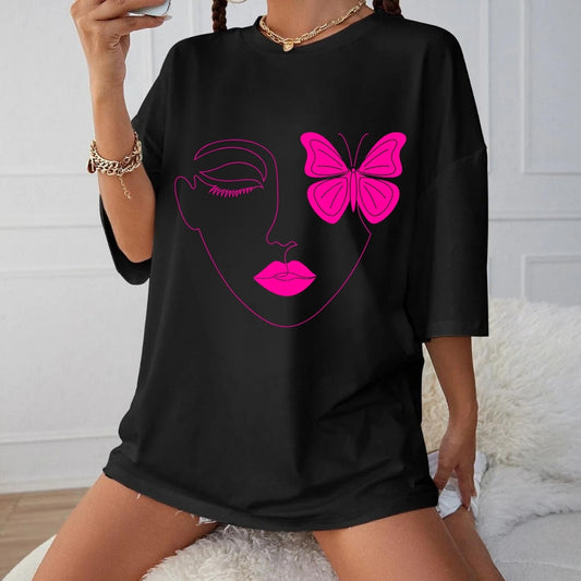 Tricou oversized Pink Face