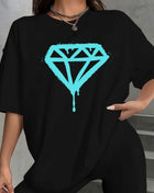 Tricou Oversized Diamant Turcoaz