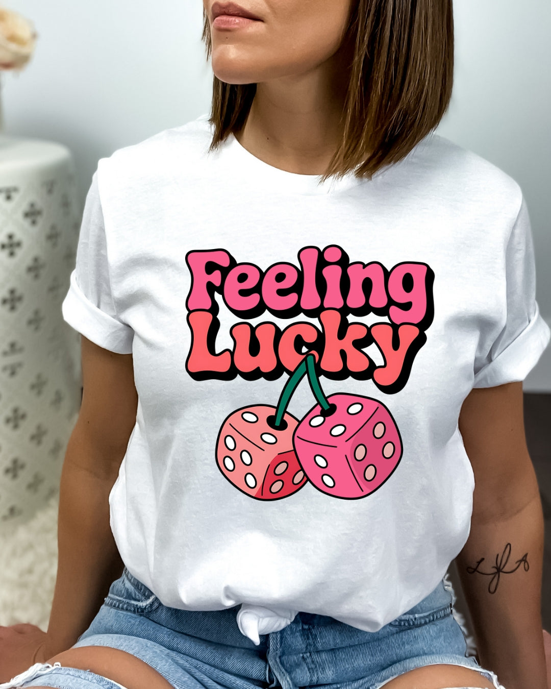 Tricou bumbac 100% feeling lucky 32