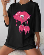 Tricou oversized Cherry lips