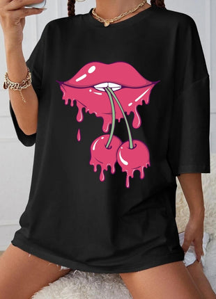 Tricou oversized Cherry lips