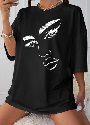 Tricou oversized White face