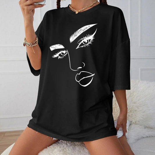 Tricou oversized White face