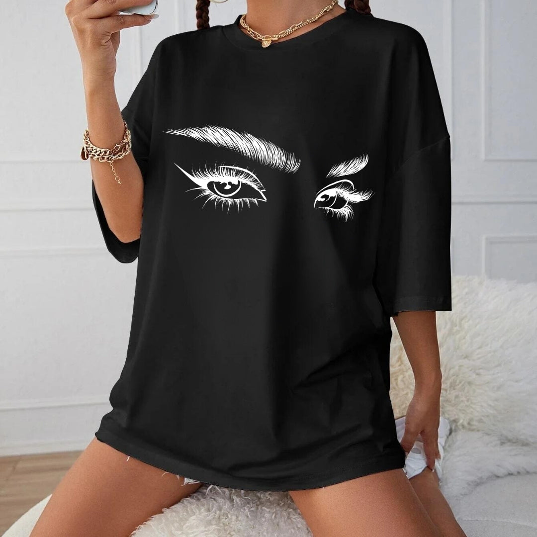 Tricou oversized White eyes