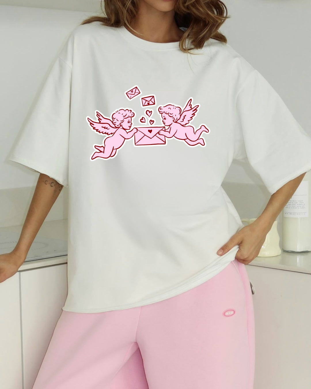 Tricou ingeri roz 3 bumbac 100%