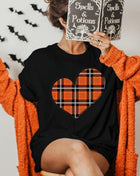 Tricou Oversized Plaid Brown Autumn Halloween Heart