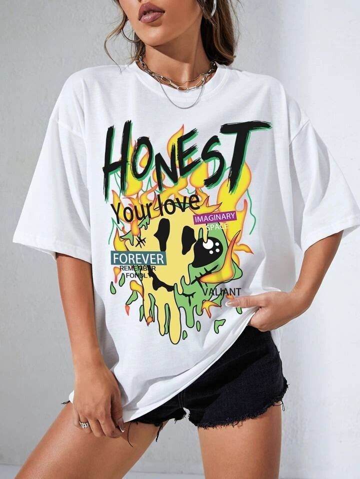 Tricou Oversized Smiley Melting Honest