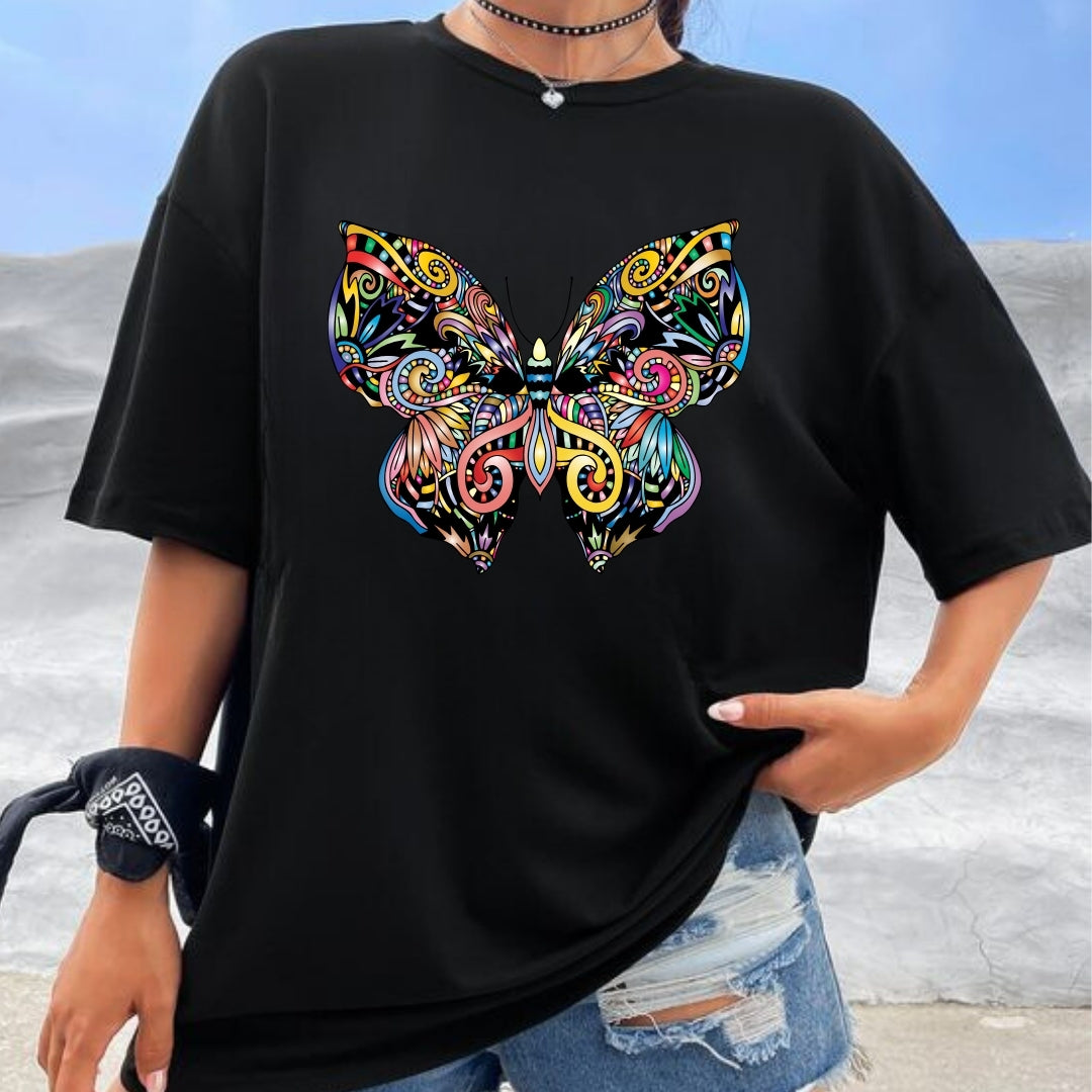 Tricou Oversized Butterfly Fluture Curcubeu