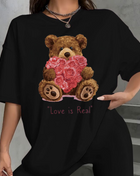 Tricou Oversized Floral Bear