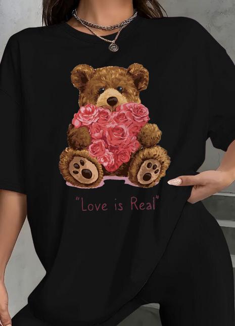 Tricou Oversized Floral Bear