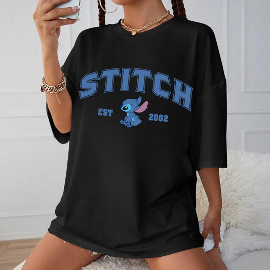 Tricou Oversized Stitch Blu