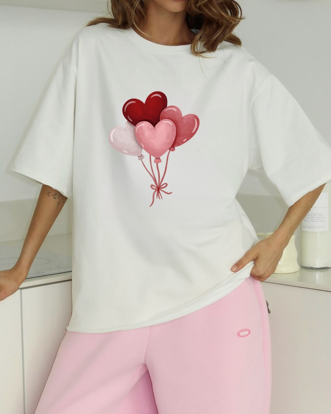Tricou baloane inimi 6 bumbac 100%