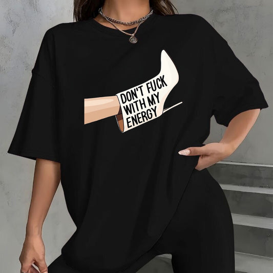 Tricou Oversized High Heels Text Design