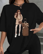 Tricou Oversized Woman Simple Travel Brown