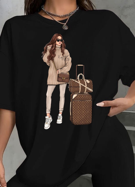 Tricou Oversized Woman Simple Travel Brown