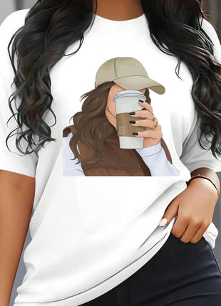 Tricou Oversized Coffee Girl Simple No Face